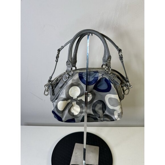 Coach Madison Sophia Blue Multicolored Sateen Satchel Bag 2010 Top Strap Charm - Picture 4 of 12